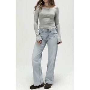 Levis Wide Leg Jeans Women's 30 Light Wash Blue Denim Double Button Waist